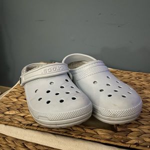 Blue fleece lined crocs size 8